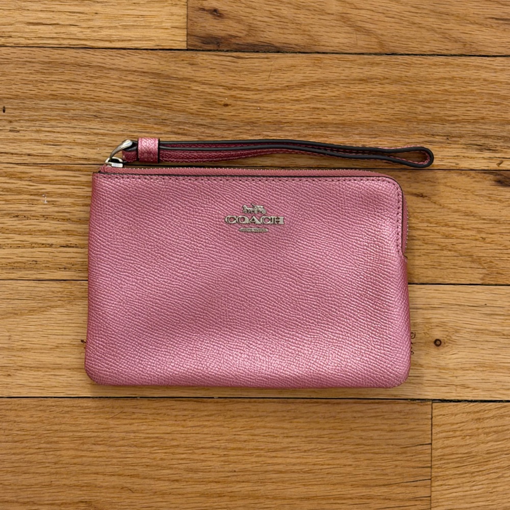 Coach Pink Leather Wristlet